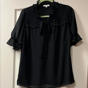 Pleione black short-sleeve blouse, size medium